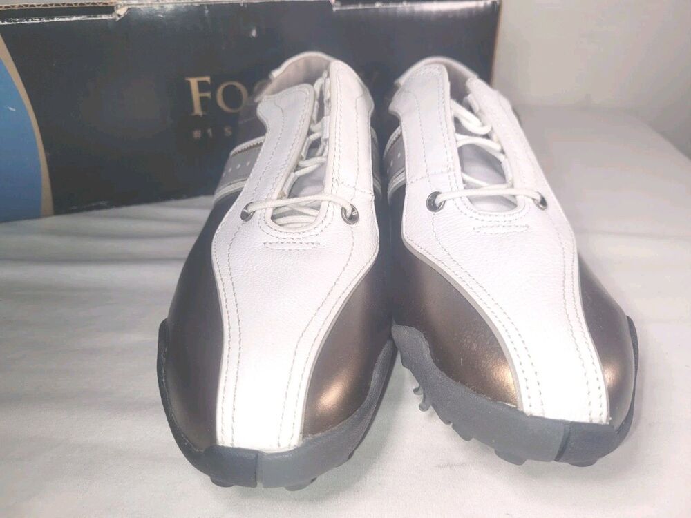 Footjoy Women's Golf Shoes size 6.5 Bronze & White LoPro Collection - Picture 5 of 8
